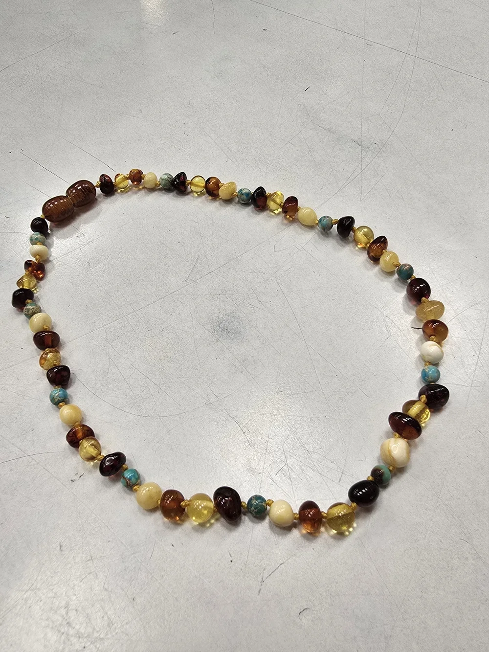 Amber and Turquoise Beaded Necklace - Women Jewelry